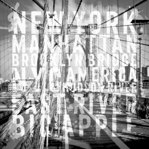 Wunschmotiv auf Teppich - Nyc Brooklyn Bridge Typografie No1 oder m...