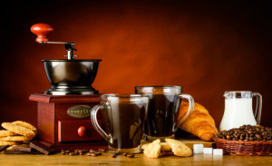Foto auf Teppich - Stillleben Mit Kaffee Und Süßigkeiten oder mit E...