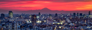 Wunschmotiv auf Teppich - Tokyo Panorama Mit Berg Fuji oder mit Eig...