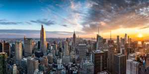 Fotos Teppich - Manhattan Skyline Bei Sonnenuntergang oder mit Eige...