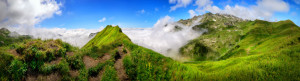 Wunschmotiv Teppich - Majestätische Alpine Aussicht Im Panoramaform...