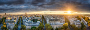 Motiv auf Teppich - Skyline Von Paris Bei Sonnenuntergang oder mit ...