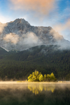 Wunschbild auf Teppich - Maximiliansinsel Im Eibsee Und Zugspitze o...