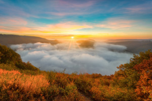 Foto auf Teppich - Saarschleife Im Nebel oder mit Eigenem Foto