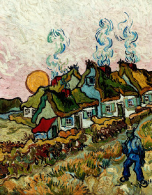 Wunschbild auf Teppich - Van Gogh Farmhouses At Sunset 1890 oder mi...