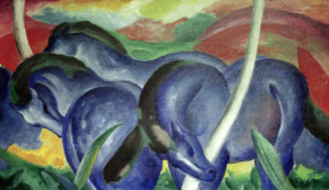 Foto Teppich - Franz Marc Large Blue Horses 1911 oder mit Eigenem Foto