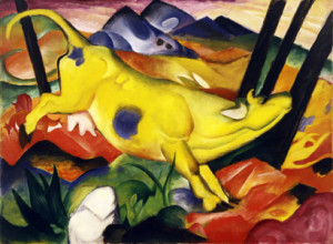 Wunschmotiv als Teppich - Franz Marc The Yellow Cow 1911 oder mit E...