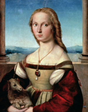 Motiv als Teppich - Portraitofaladywithaunicornc1505-6 oder mit Eig...