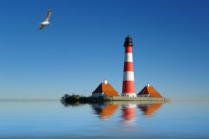 Fotos Tischdecke - Hochwasser Am Leuchtturm Westerhever oder mit Ei...