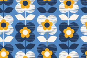 Wunschbild auf Tragetasche - Handgezeichnetet Retro Blüten oder mit...