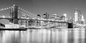 Motiv Tragetasche - Night-Skyline New York Black White oder mit Eig...