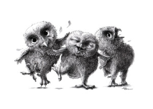 Wunschbild auf Tragetasche - Drei Verrückte Eulen - Three Crazy Owl...