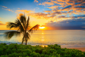 Wunschmotiv auf Tragetasche - Hawaii - Maui Sonnenuntergang oder mi...