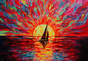 Wunschbild Tragetasche - Sunset At Sea - Sonnenuntergang oder mit E...