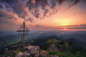 Motiv auf Tragetasche - Sonnenaufgang Am Grünten oder mit Eigenem F...