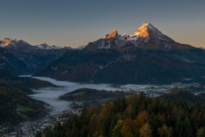 Bild Tragetasche - Berchtesgaden - Herbstnebel Bei Sonnenaufgang od...