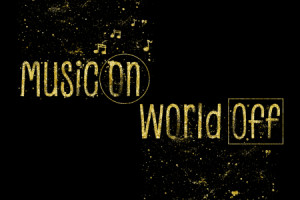 Motiv Tragetasche - Text Art Gold Music On - World Off oder mit Eig...