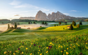 Motiv Tragetasche - Sonnenaufgang Auf Der Seiser Alm In Südtirol od...