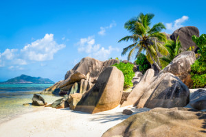 Foto auf Tragetasche - Urlaub Auf La Digue In Den Seychellen oder m...