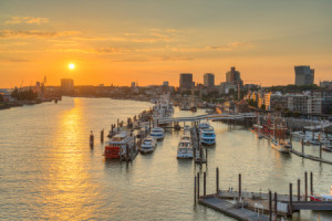 Wunschbild Tragetasche - Goldener Sonnenuntergang In Hamburg oder m...