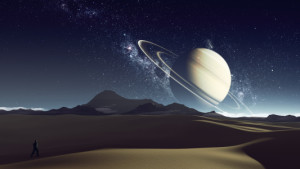 Wunschbild Tragetasche - Saturn Über Der Wüste oder mit Eigenem Foto