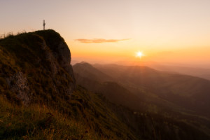 Wunschmotiv auf Tragetasche - Sonnenuntergang In Den Bergen oder mi...