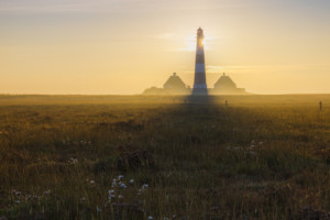 Foto auf Tragetasche - Sonne Am Leuchtturm Westerhever oder mit Eig...