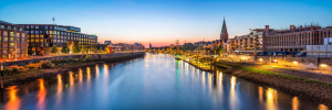 Bild auf Tragetasche - Bremen Panorama Bei Sonnenuntergang oder mit...