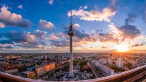 Wunschbild als Türfolie - Berlin Panorama Bei Sonnenuntergang oder ...