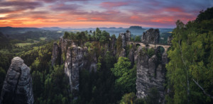 Wunschmotiv als Türfolie - Sächsische Schweiz Bastei Panorama Sonne...