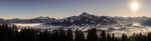 Foto auf Türfolie - Kitzbüheler Horn Sonnenaufgang Panorama Im Wint...
