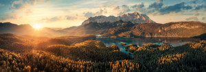 Motiv auf Türfolie - Luftaufnahme Des Eibsees Und Der Zugspitze ode...
