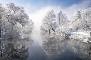 Wunschbild auf Türfolie - Winter Am Kochelsee oder mit Eigenem Foto