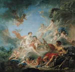 Bild auf Türfolie - Theforgeofvulcanorvulcanpresentingarmsforaeneas...