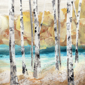 Wunschmotiv als Untersetzer - Watercolortreeswithyellowtreesinbackr...