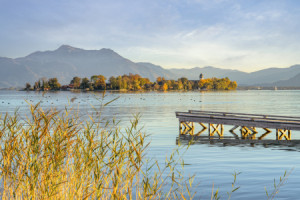 Wunschmotiv als Untersetzer - Chiemsee Blick Zur Fraueninsel Am Abe...