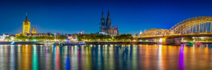 Wunschbild auf Untersetzer - Panorama Der Stadt Köln Am Abend oder ...