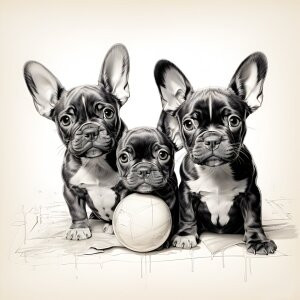 Motiv auf Untersetzer - Niedliche Bulldoggenbabys Ki oder mit Eigen...