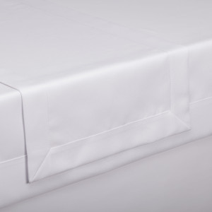 Bieżnik plamoodporny 40 x 160 cm - BIAŁY GŁADKI PREMIUM