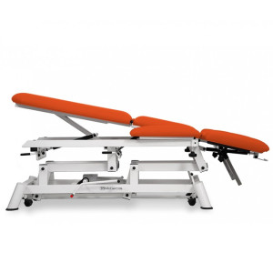 Marquesa hidráulica multifuncional para osteopatia: nove corpos, com respaldo reclinable em negativo, reposabrazos, dobra central, posição