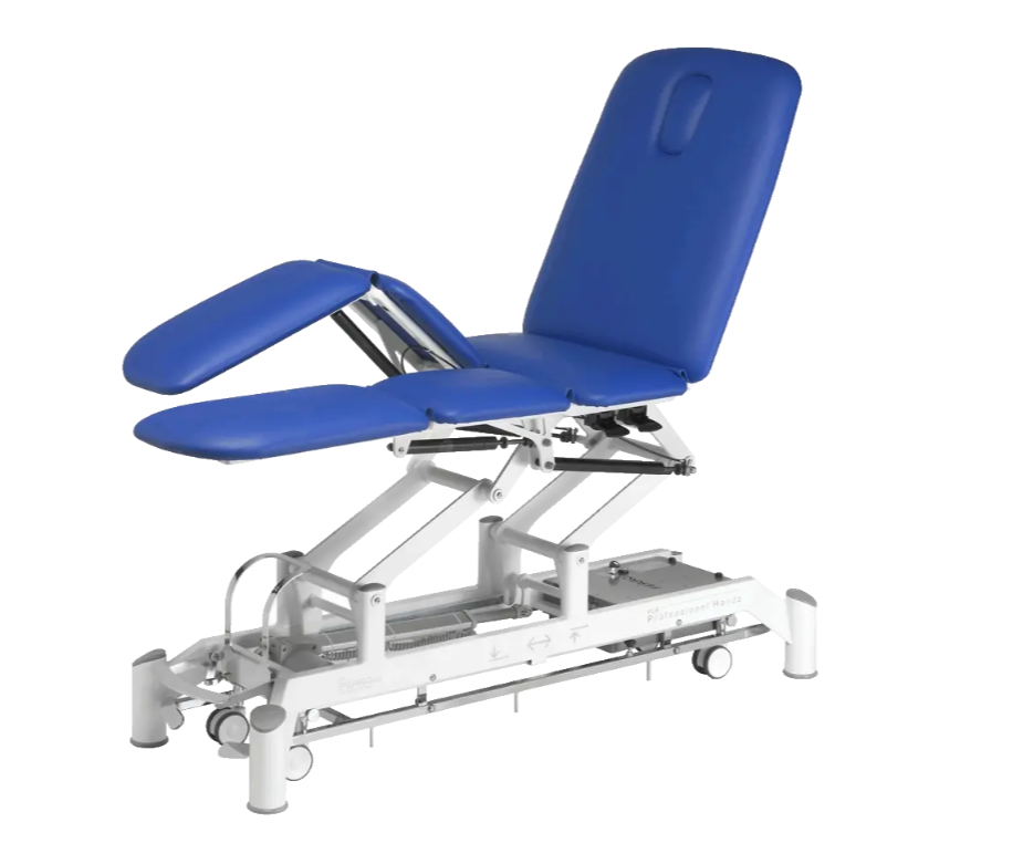 Marquesa elétrica profissional CHAGALL NEO: 6 corpos, com respaldo elétrico, braços pivotantes e reposapiernas independentes