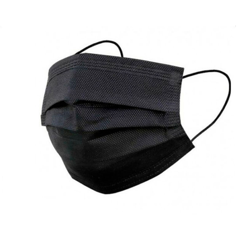 Mascarilla Cirúrgica Tipo IIR de cor preto com três capas e marcado CE (Caixa 50 unidades)
