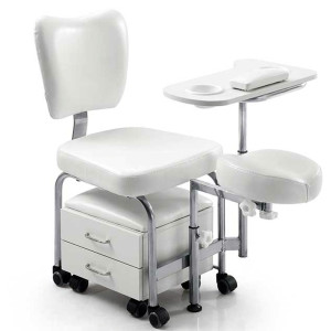 Cadeira de pedicura Tendy: Equipado com banco e cajonera