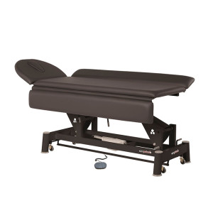 Marquesa elétrica Ecopostural multifuncional: dois corpos, tipo Bobath, com braços abatibles, estrutura de biela preta e cabeça T10 (100 x 198 cm)