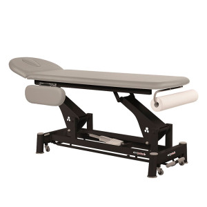 Marquesa elétrica técnica Ecopostural: dois corpos com braços abatibles, estrutura de biela preta e cabeça T10 (62 x 207 cm)