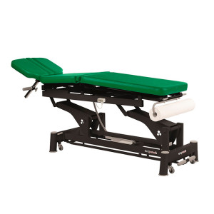 Camilla elétrica Ecopostural multifuncional: três corpos com estrutura de biela negra e cabeça T05 (50 x 198 cm)