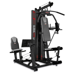 Máquina de musculación Global Gym Plus BH Fitness: combina uma imprensa de pernas sentado e flexor abdominal com dip