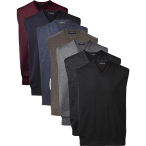 Clipper 50105 Milan Slipover V Neck Herre Dark Blue Mouliné 4xl