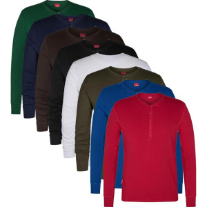 Engel 9257-565 Extend Grandad Langærmet T-Shirt / Arbejds T-Shirt Grøn M
