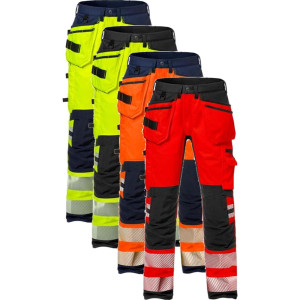 Fristads 127734 Hi Vis Håndværker Stretch Bukser Kl.2 2707 / Arbejdsbukser Hi-Vis Gul/sort C46
